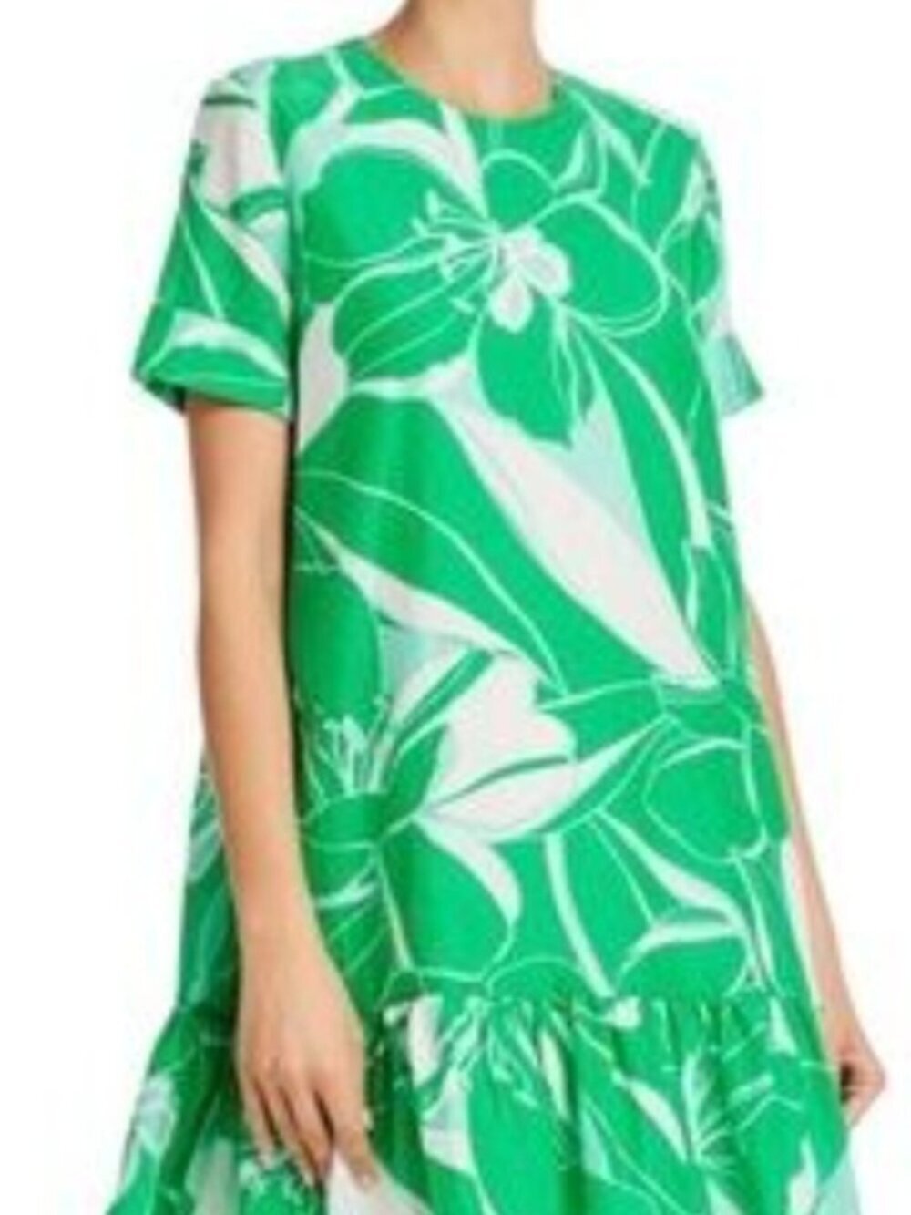 Milly Brynn Floral Mini Dress Cotton Silk Blend Green Botanical Pattern size 4